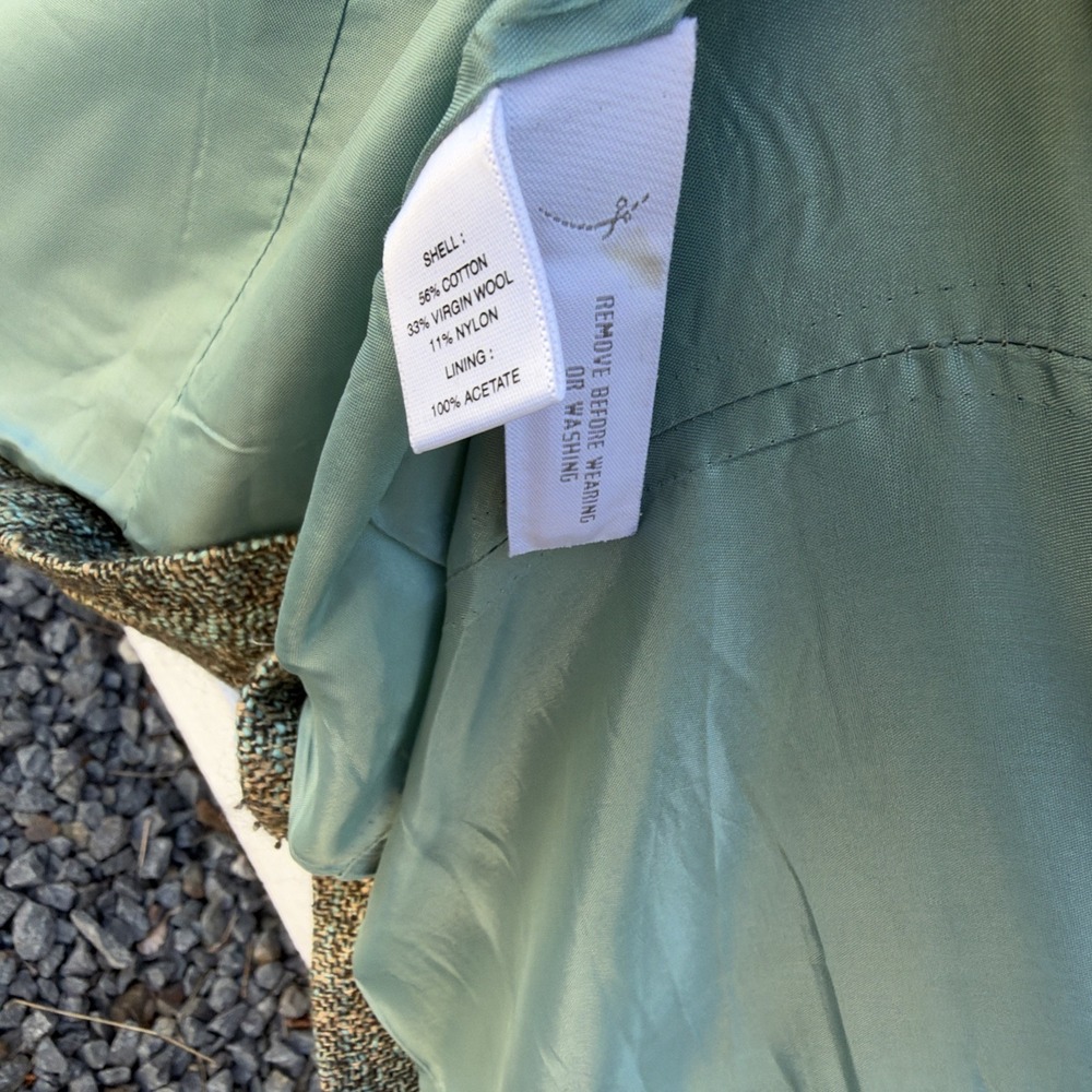 Ann Taylor Green Tweed Wool Blend Blazer Jacket Womens Size 6 Career - Picture 9 of 11